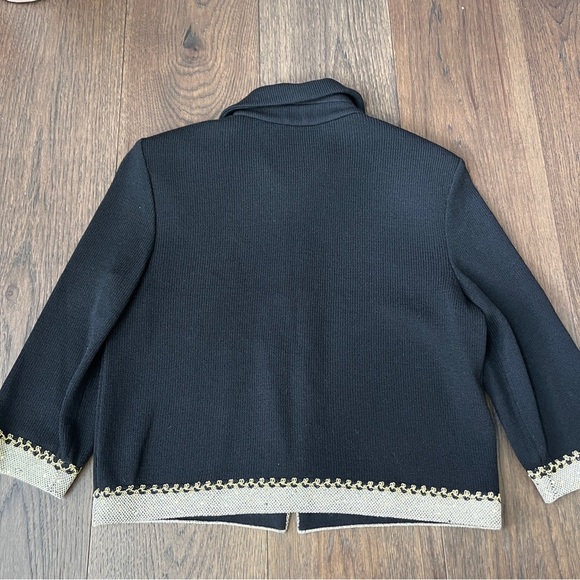 St. John Black Gold Santana Knit Collared Zip Up Evening Jacket Size 2 - Picture 11 of 13